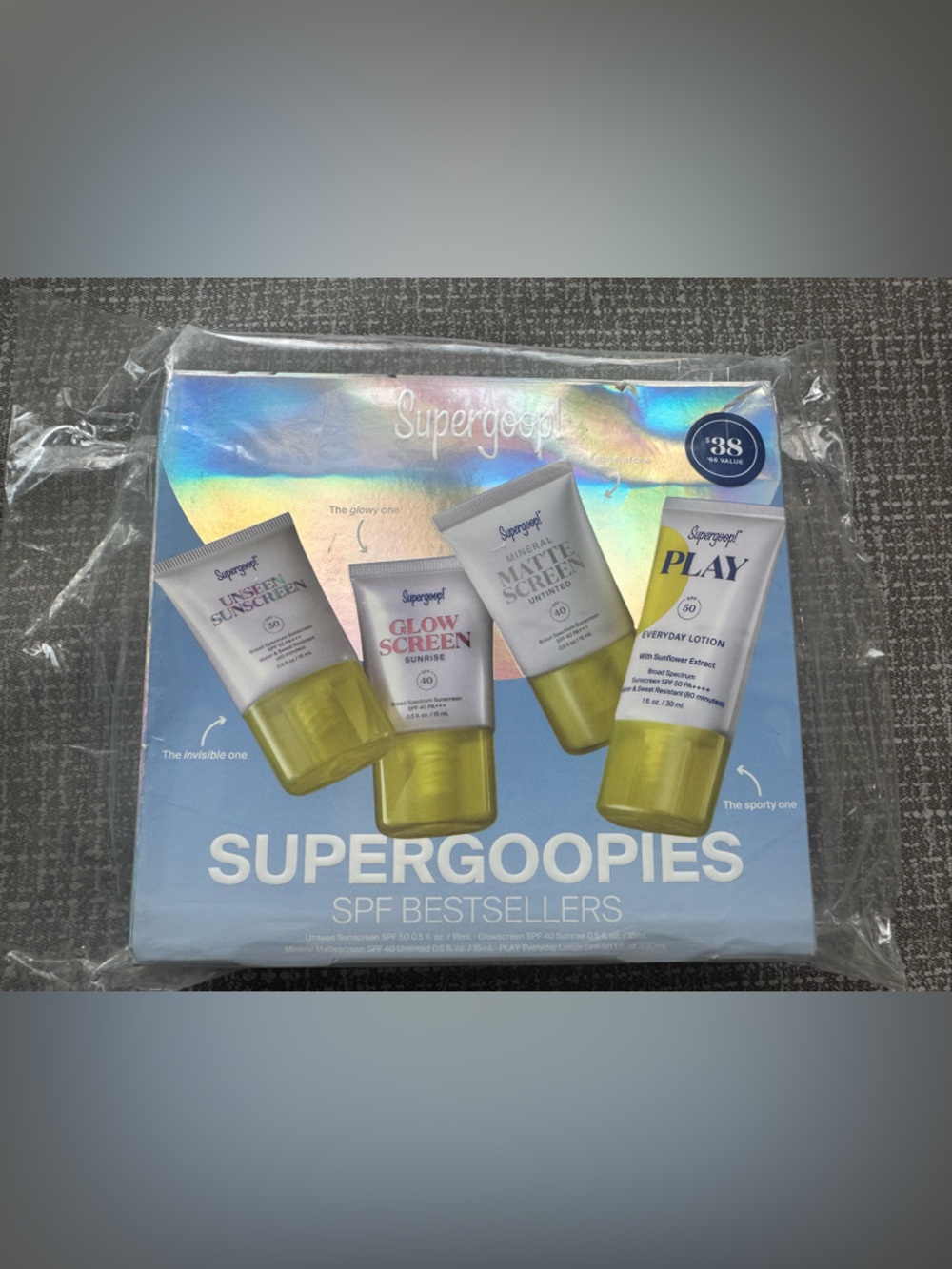 Supergoop Supergoopies SPF Bestsellers 4-Pc Mini Travel Set 0.5–1 oz New